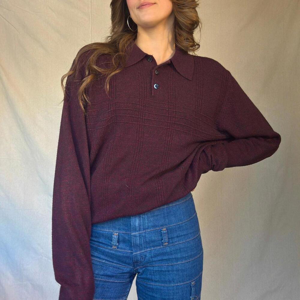 Dark Burgundy Collared Sweater (Modern)